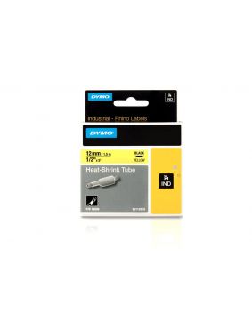 Rhino Heat Shrink Tube Tape 12mm YELLOW with Black Lettering