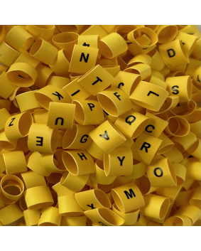 Heat shrink markers - Black on Yellow background Letters and special characters 